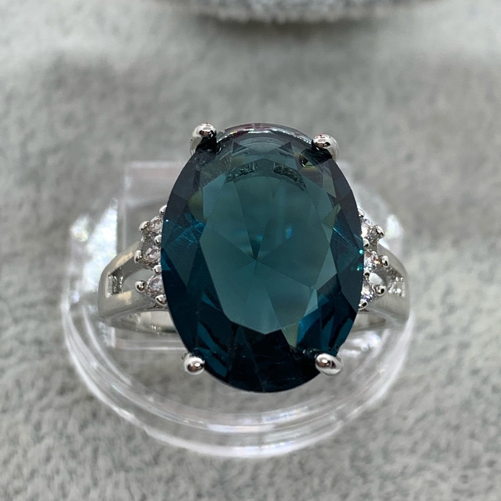 London Blue Topaz Ring CZ - Picture 6 of 6